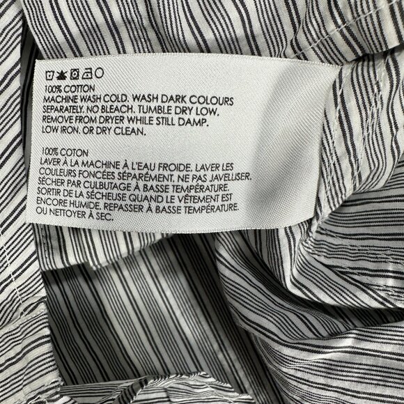 Club Monaco Top Womens Small Gray Cotton Stripe Long Sleeve Pearl Snap Up Pocket - Picture 7 of 9